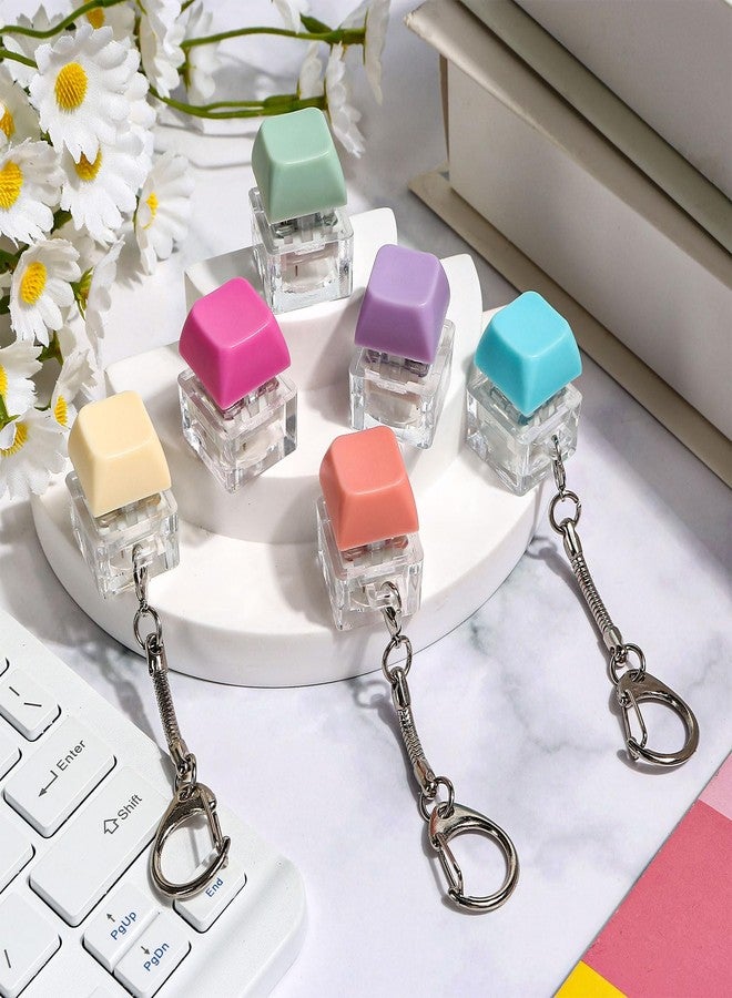DEARIDAP 6 Pcs Keyboard Fidget Toys, Single-Key Keyboard Keychain Decompression Toys, Push Bubble Button Sensory Gifts for Stress and Anxiety Relieve (Macaron Colors) - Image 3